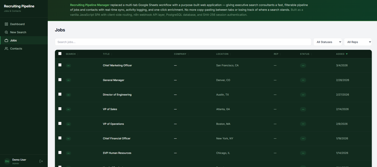 Recruiting Pipeline Manager
